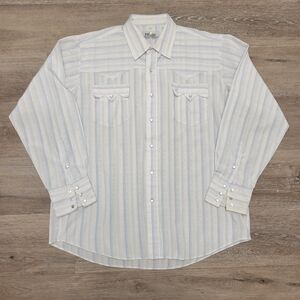 Vintage 50's 60's Men's Prior Rockabilly Western Shirt light Blue Size 17.5